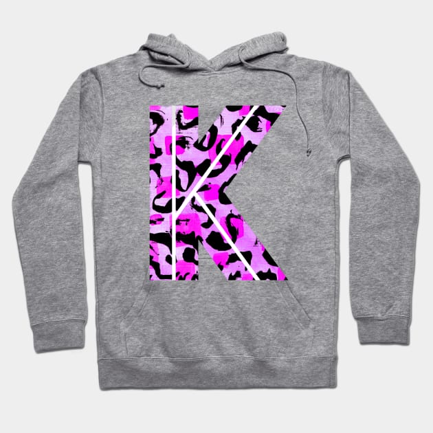 Abstract Letter K Watercolour Leopard Print Alphabet Hoodie by Squeeb Creative